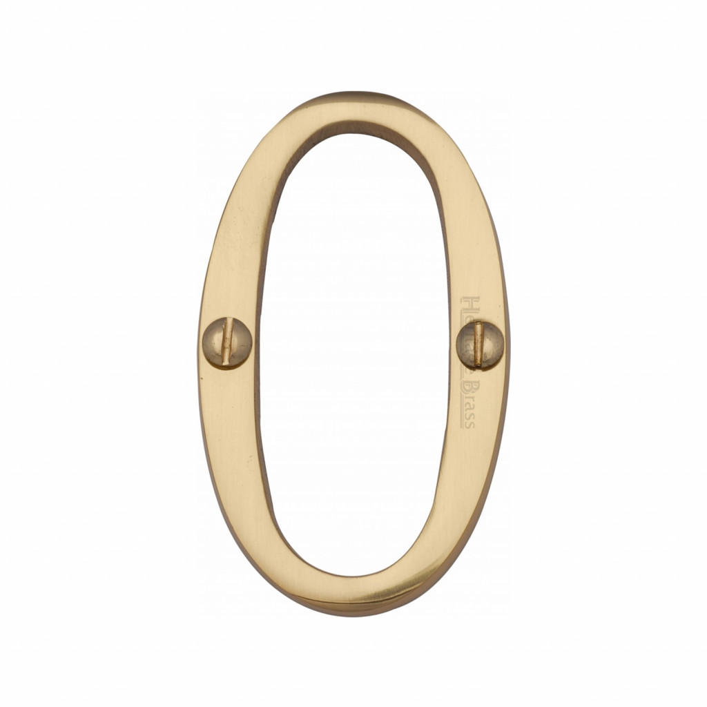M Marcus Heritage Brass Numeral 0 - Face Fix 76mm Slimline font